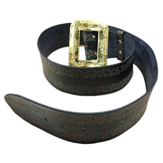 santa-claus-accessories-belt-leather-holly-buckle-embossed