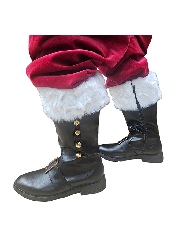 santa-claus-accessories-boots-with-attached-fur-bells-buckles-front