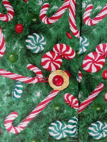 Candy Cane Print Green Santa Claus Material