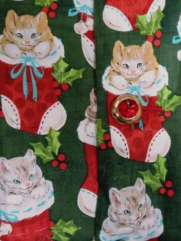 Kitten Christmas Print Santa Claus Material