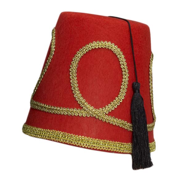 costume-accessories-headgear-hat-fez-red-with-gold-trim-70339