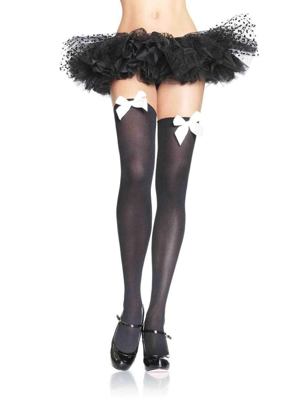 costume-accessories-hosiery-leg-avenue-kay-opaque-thigh-highs-nylon-black-with-white-bow-6255