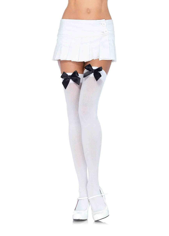 costume-accessories-hosiery-leg-avenue-kay-opaque-thigh-highs-nylon-white-with-black-bow-6255