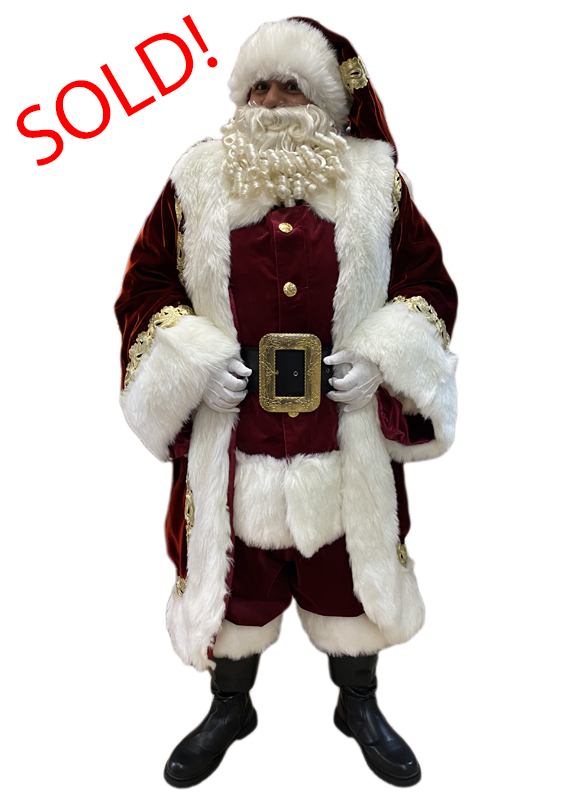 Santa Claus Professional Wardrobe Adele's of Hollywood ruby-rayon-velvet-royal-robe-trim-gold-sold