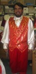  4379 Red and Gold Print Santa Vest costumes 