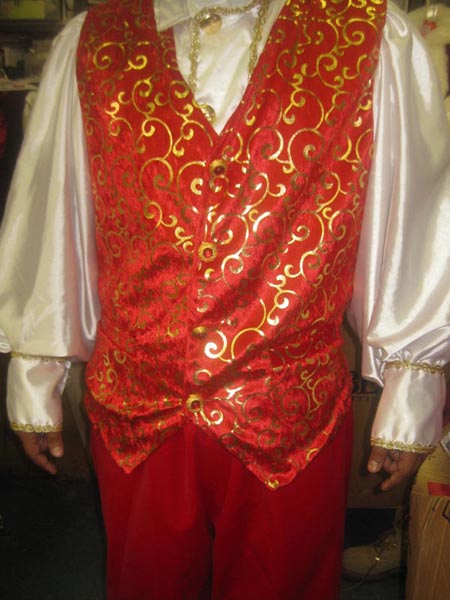  Red and Gold Print Santa Claus Vest costumes Los angeles 