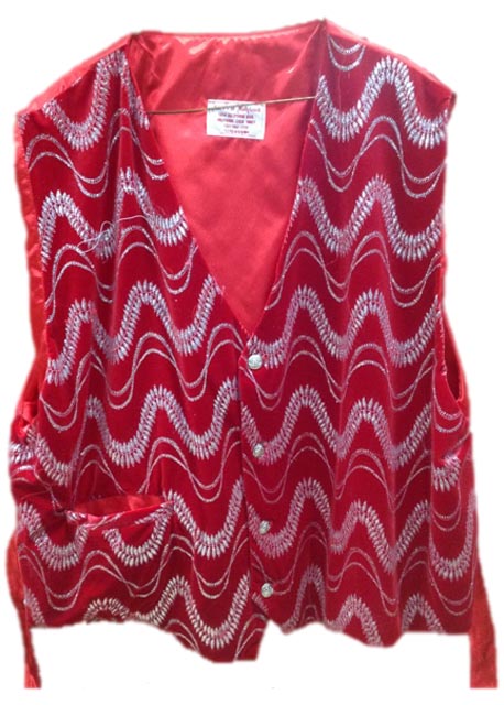 santa claus vest red velvet with silver waves