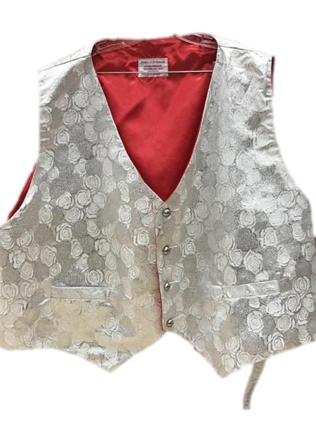 santa claus vest with silver rose brocade